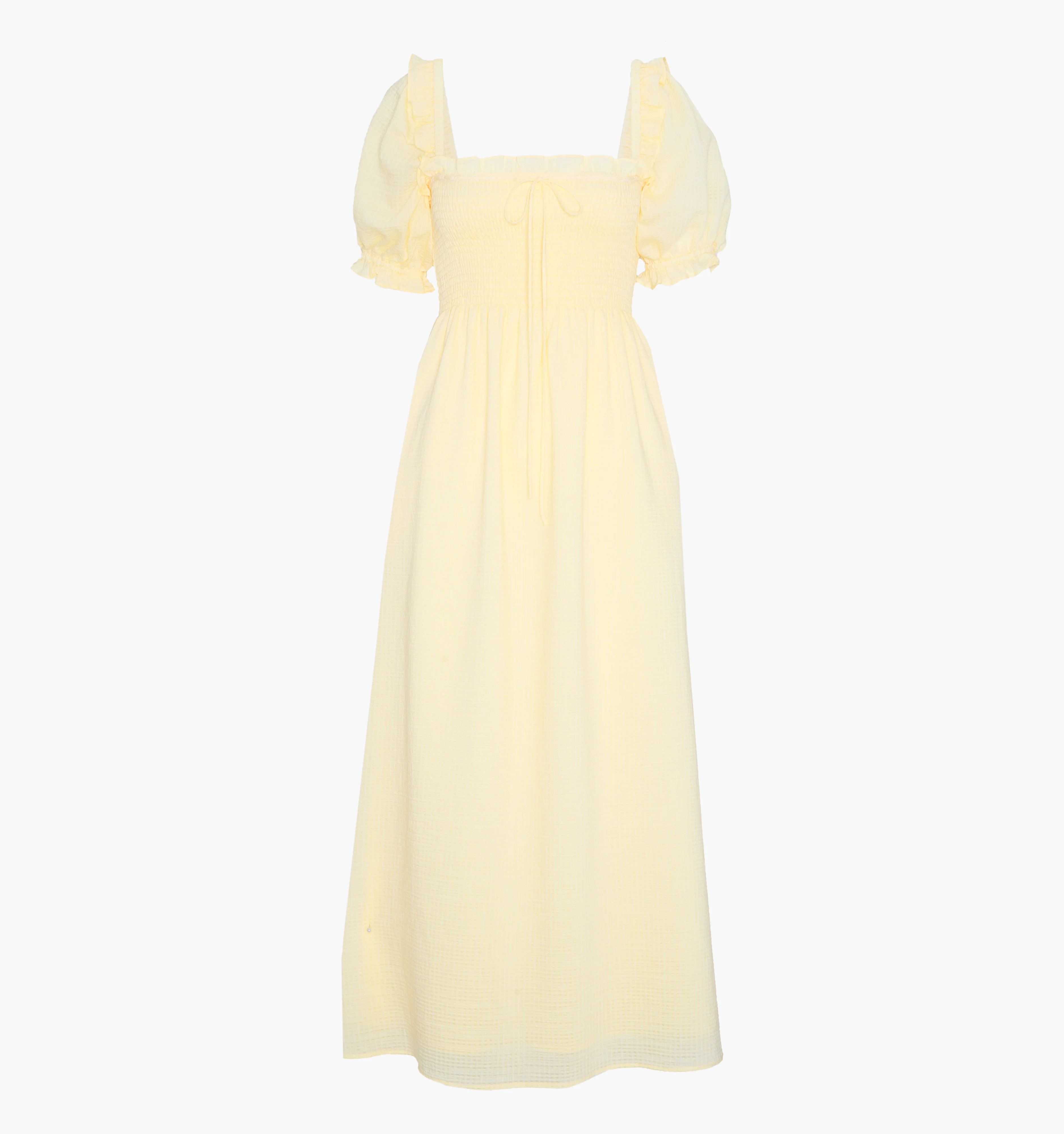 The Scarlett Nap Dress - Butter Yellow Tonal Seersucker