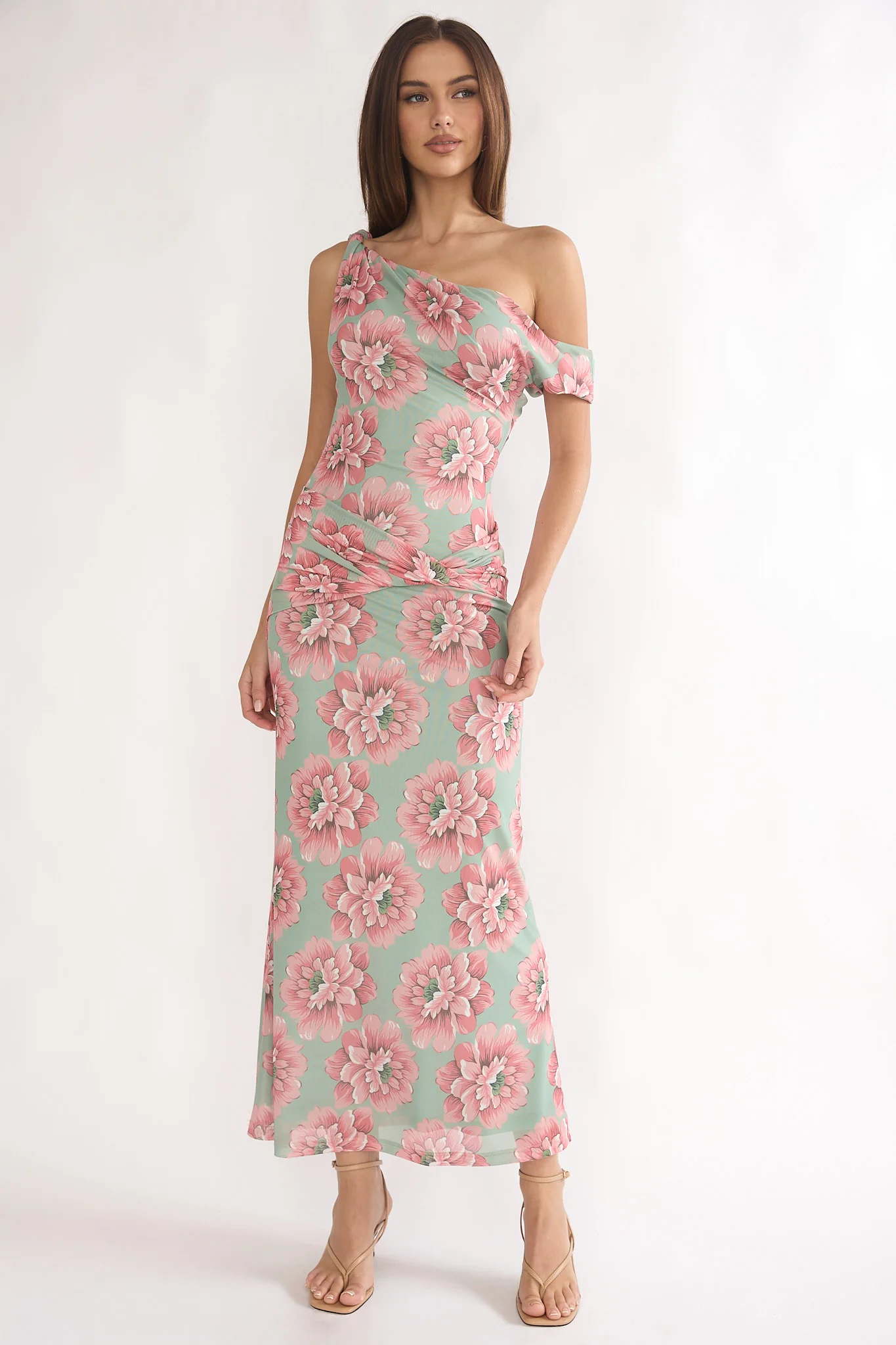 Harla Asymmetric Neckline Maxi Dress Floral - luluinthesky