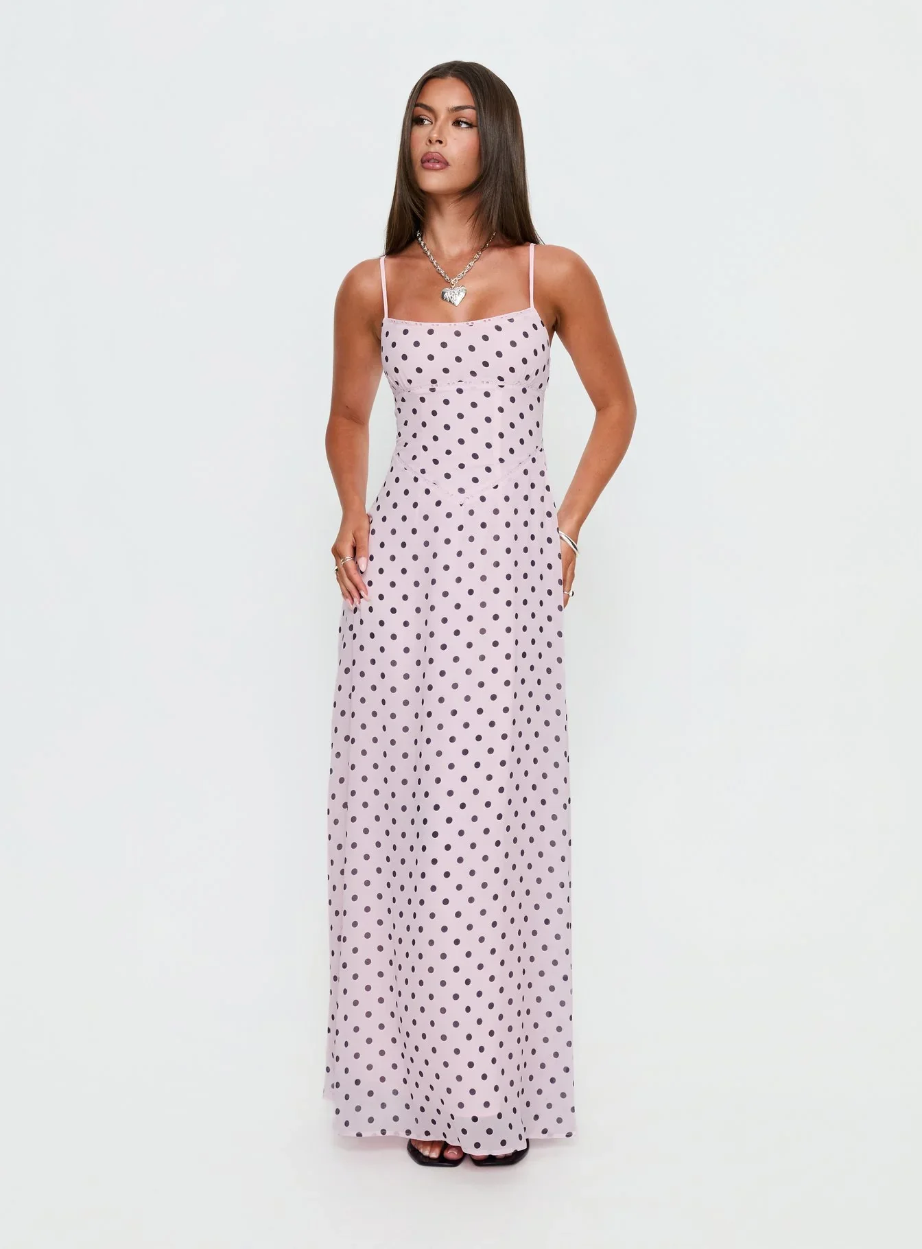 South of France Maxi Dress Pink Polka Dot