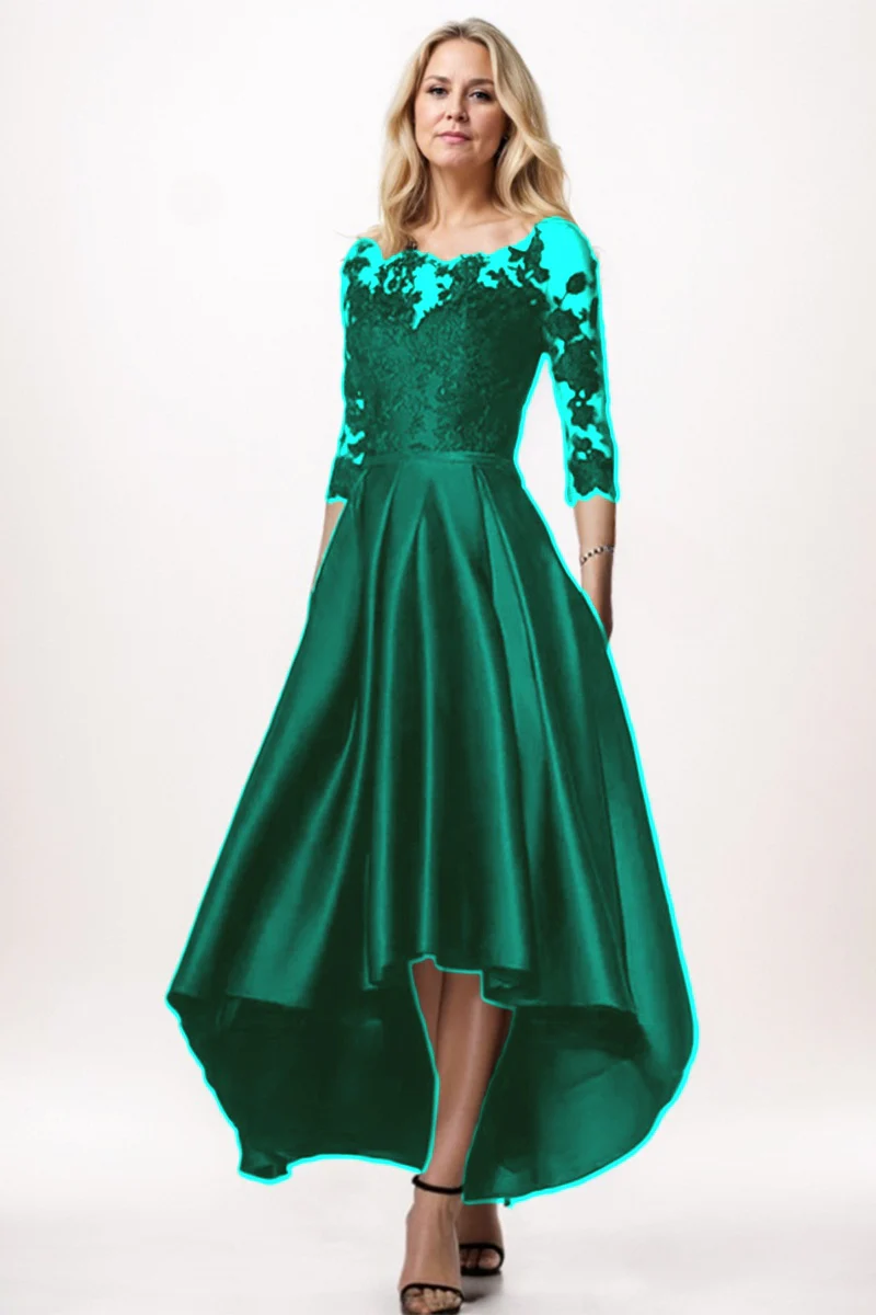 A-Line High-Low Satin Mother Dress CM0244