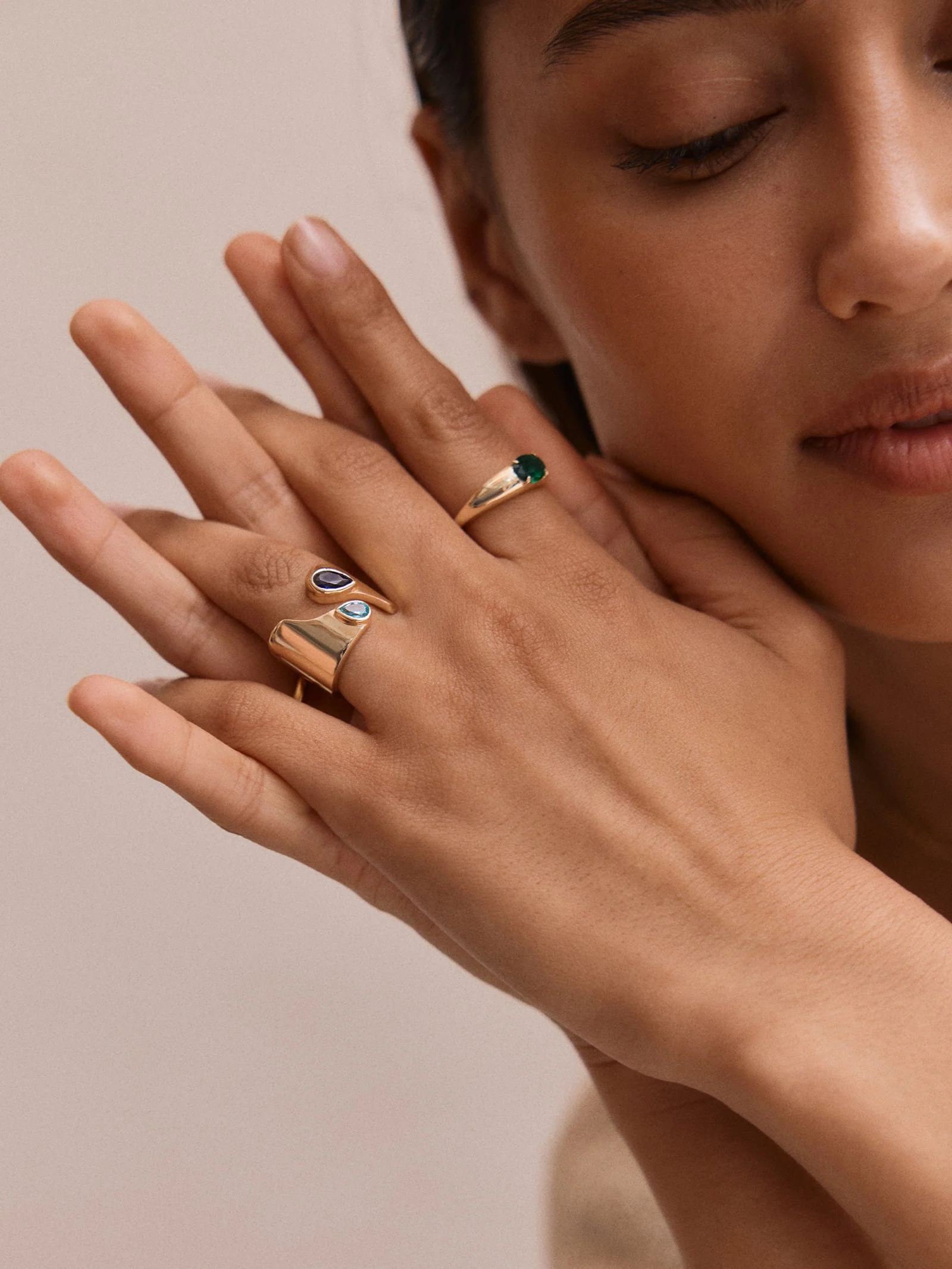 Open Band Custom Birthstone Ring  - Gold
