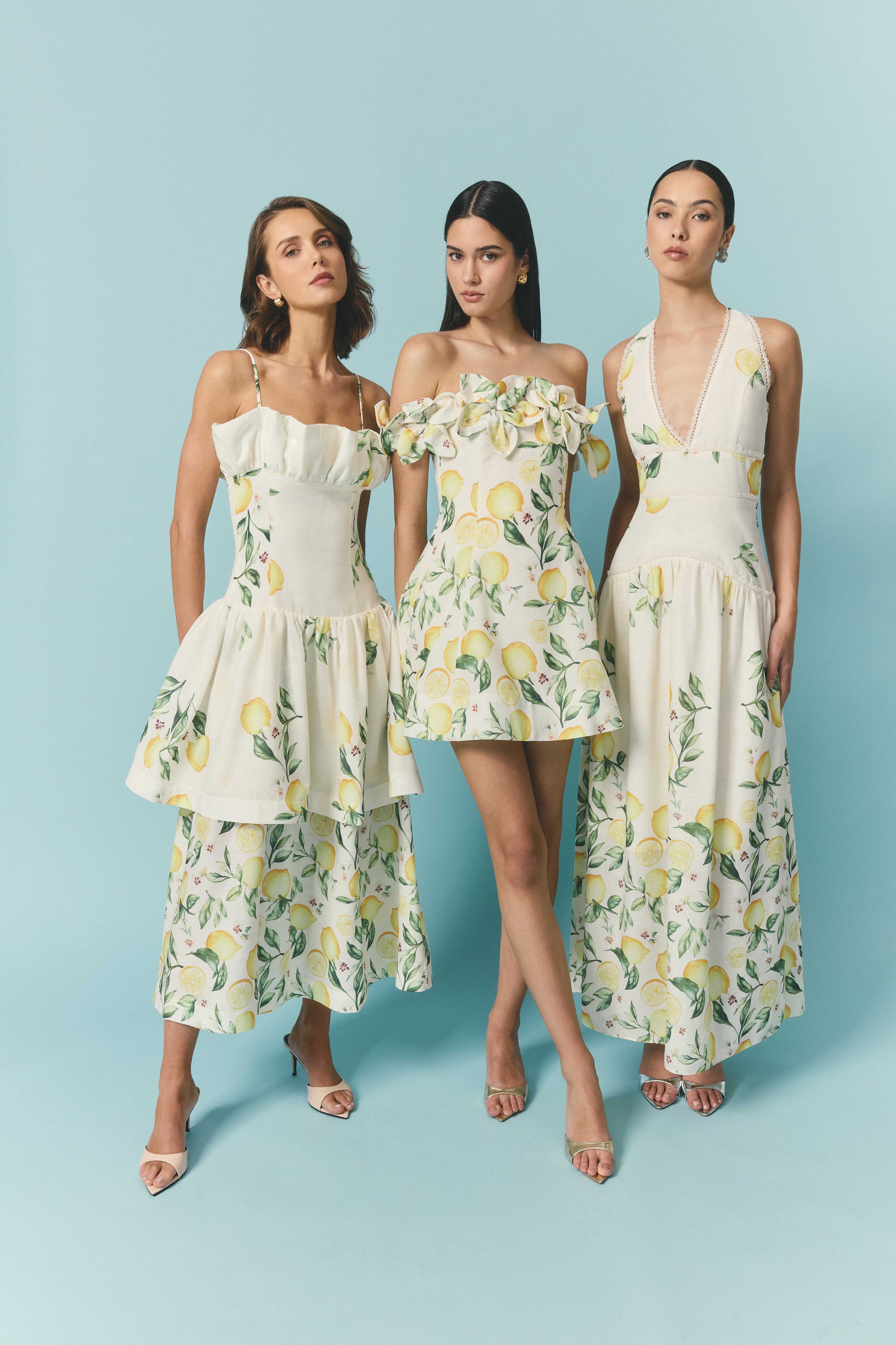 Hana Halter Gown in Lemon Print