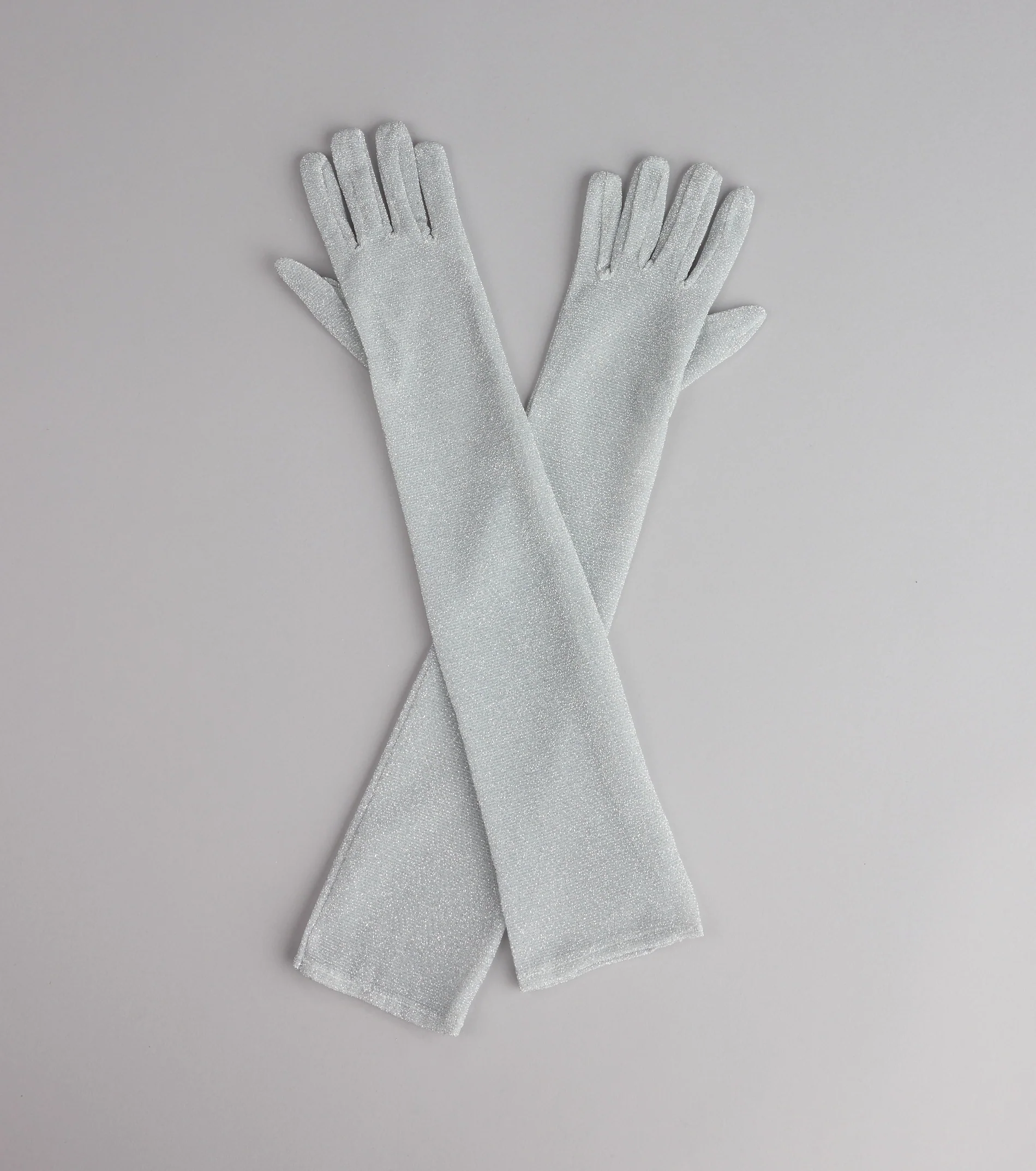 Shine On Glitter Mesh Long Gloves
