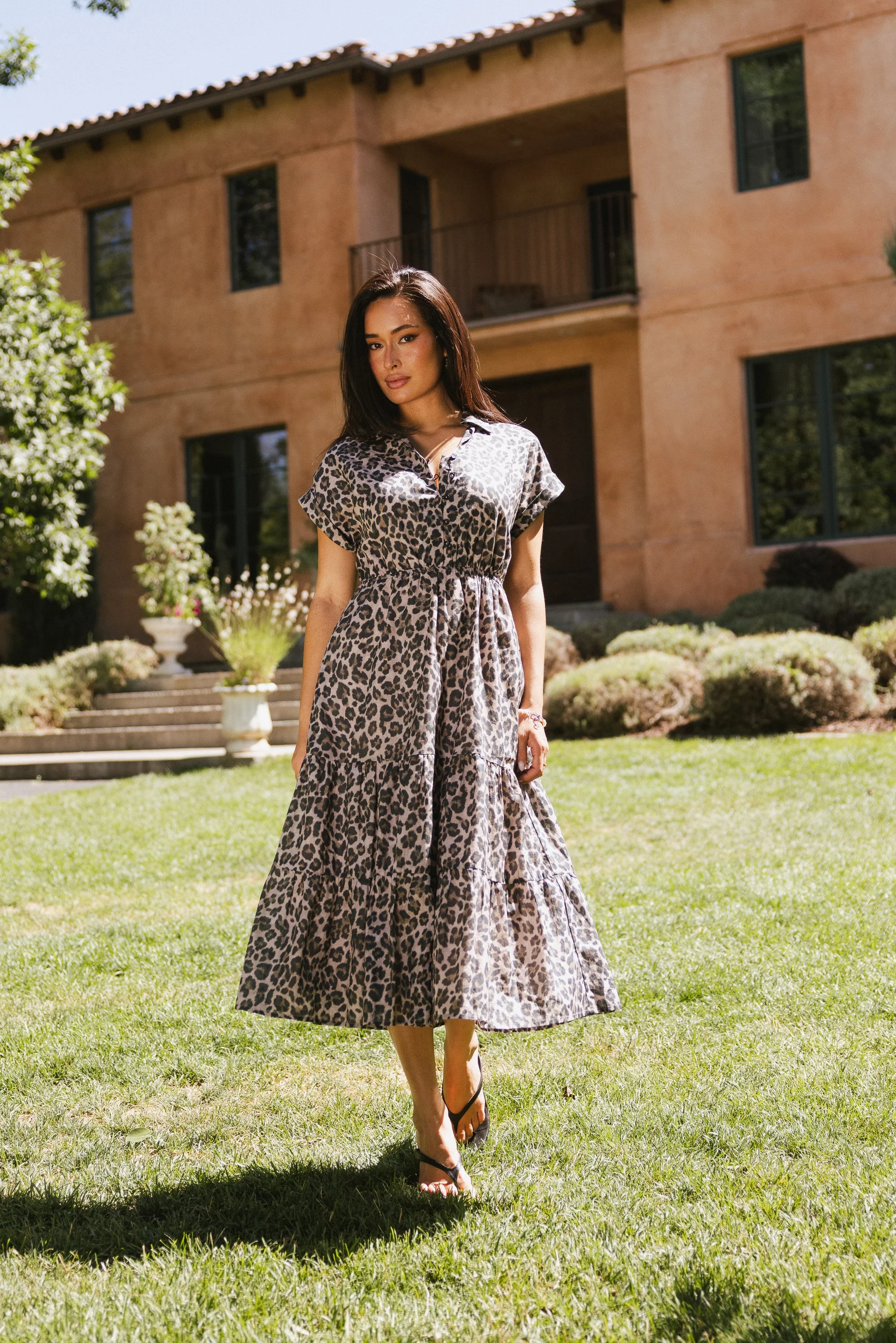 Ayda Leopard Midi Dress