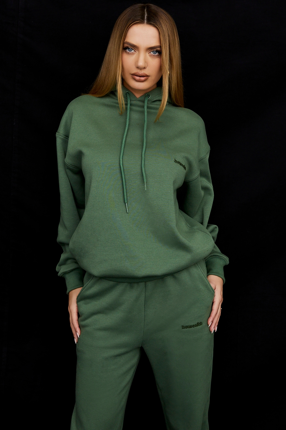 moss cotton fleece-back oversized hoodie