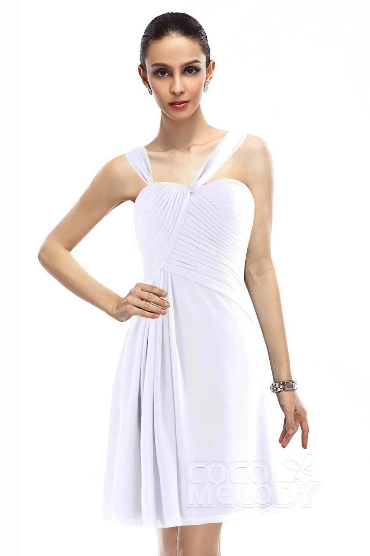 A-Line Knee Length Chiffon Bridesmaid Dress COZK1401A