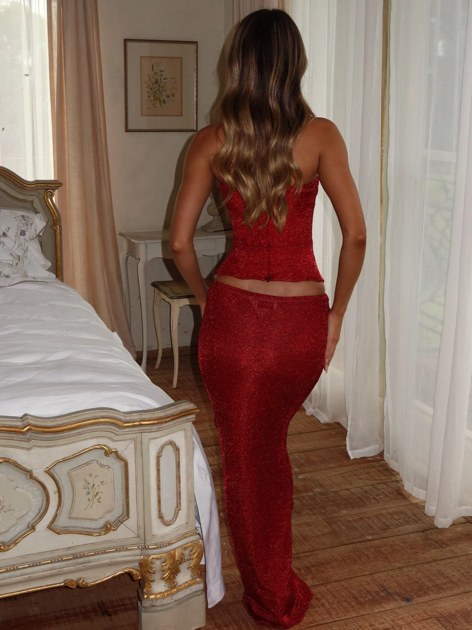 Sola Flower Corset Red Shimmer