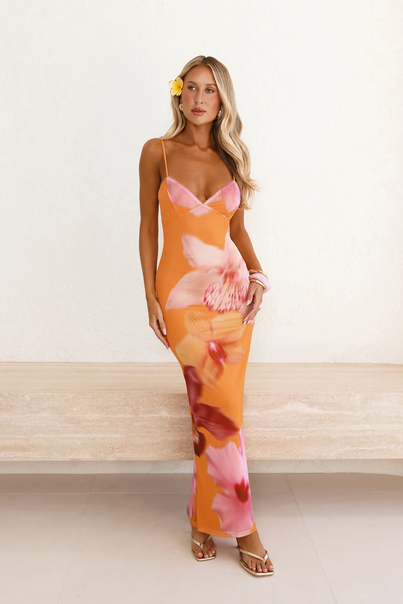 Sunset Sangria Mesh Maxi Dress Orange