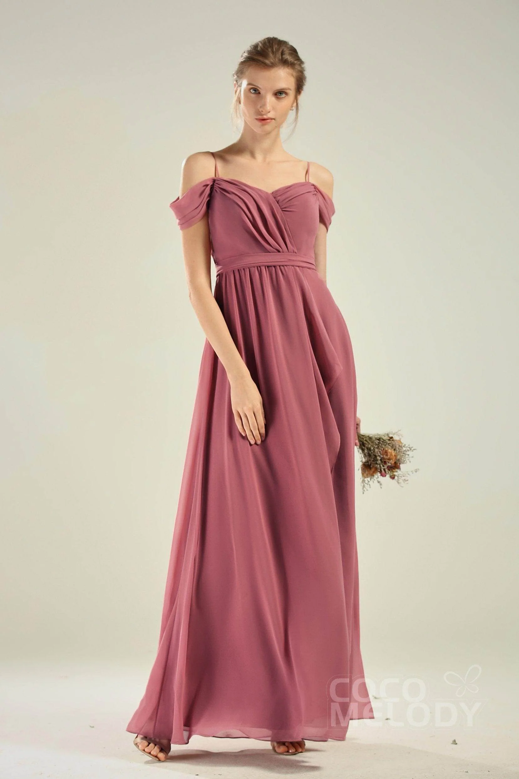 A-Line Floor Length Chiffon/Lace Bridesmaid Dress CB0628
