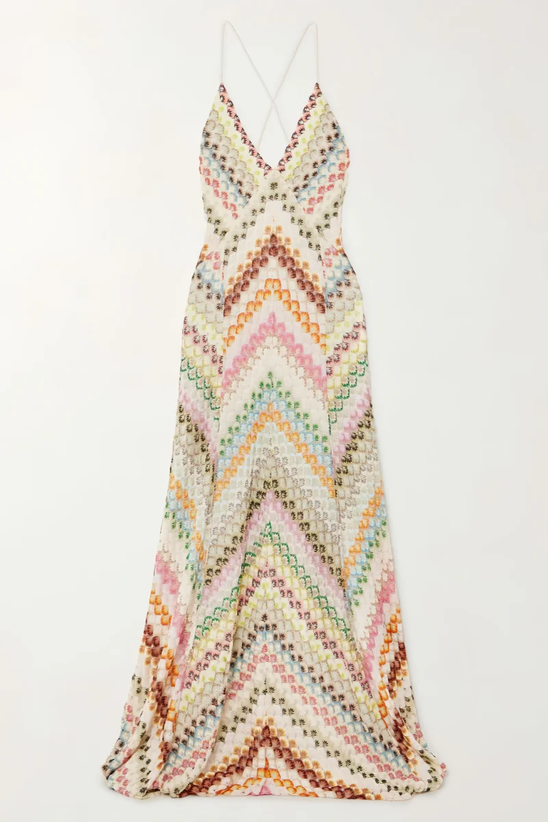 Haley Open-Back Crochet Knit Maxi Dress