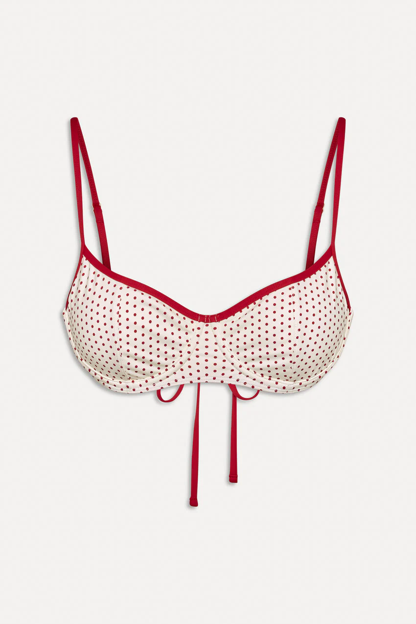 x BELLA HADID Cola Underwire Bikini Top - Strawberry Polka Dot - luluinthesky