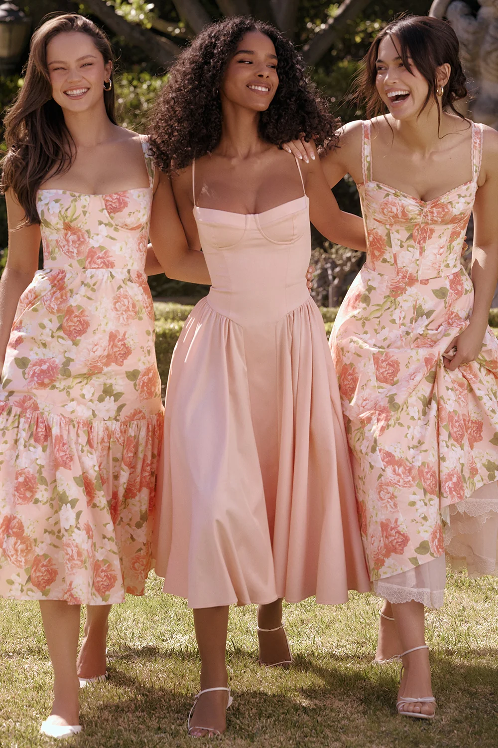 Pink Peony Print Cotton Midi Sundress