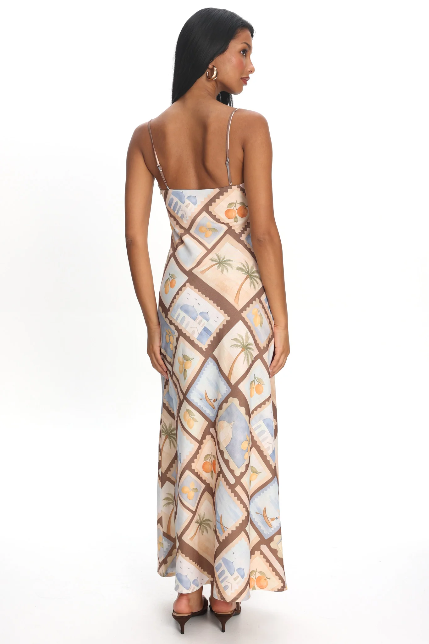 Jaya Cami Strap Maxi Dress Print Mocha - luluinthesky