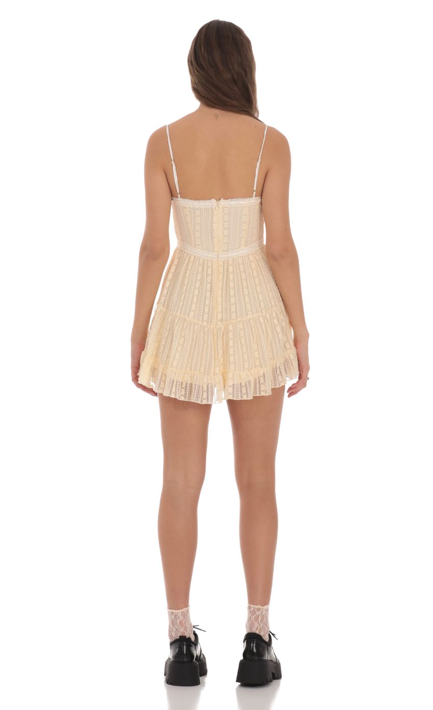 Embroidered Front Ties Dress in Cream