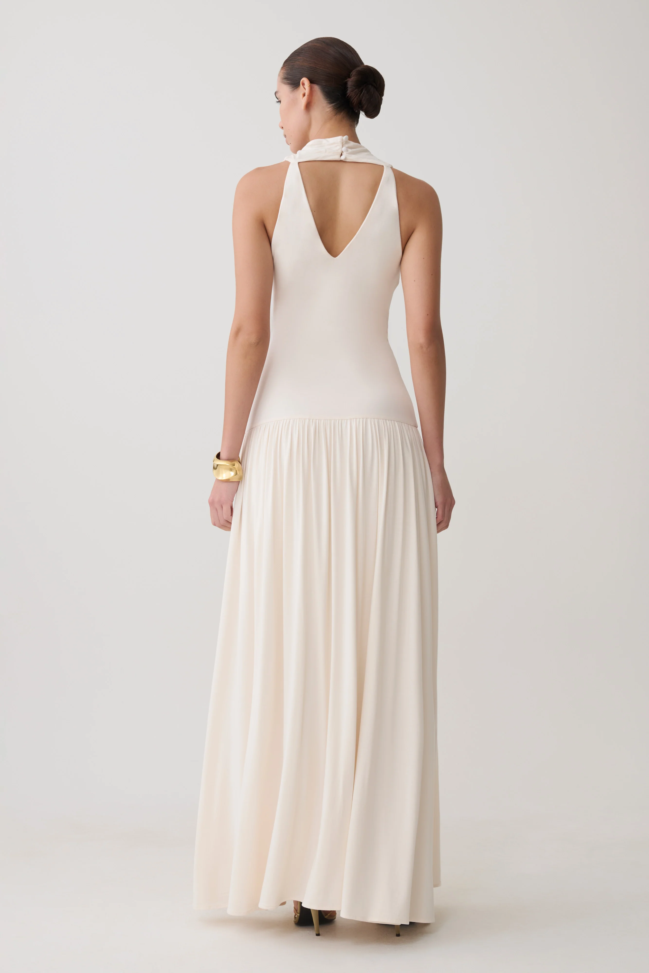 Zsela High Neck Modal Maxi Dress - Ivory