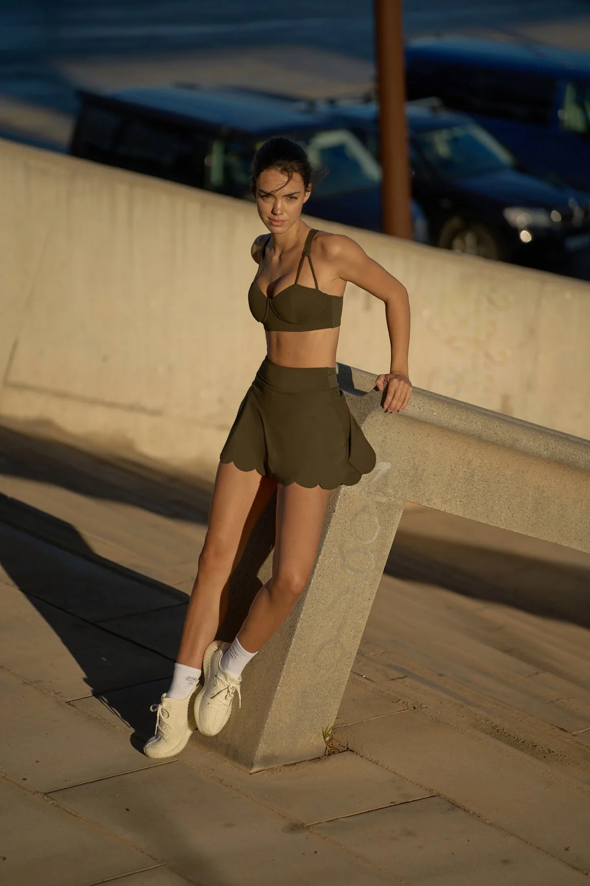 WISKII Strappy Bra & High-Waist A-line Tennis Skirt