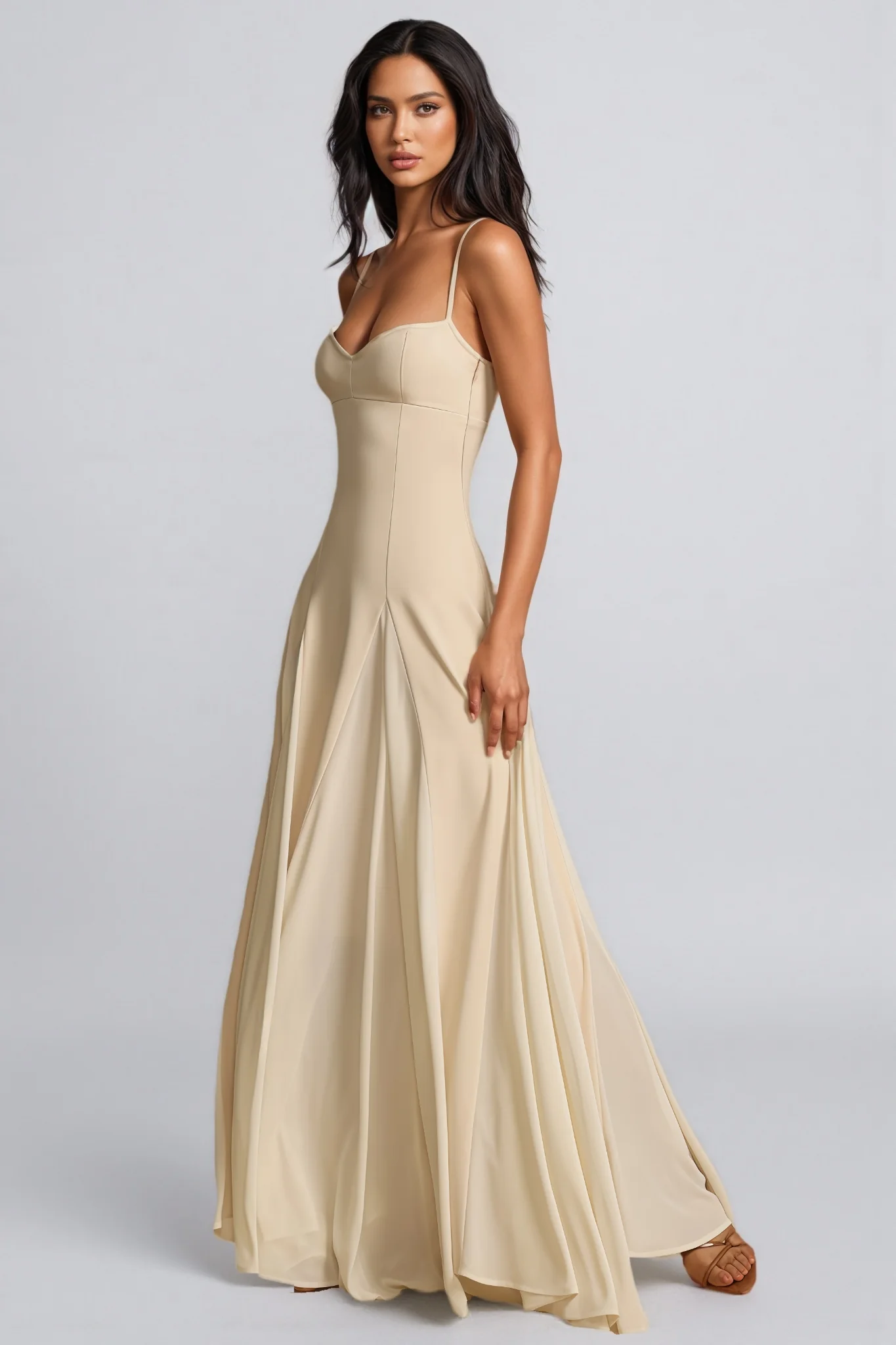 Caroline White Strap Maxi Dress