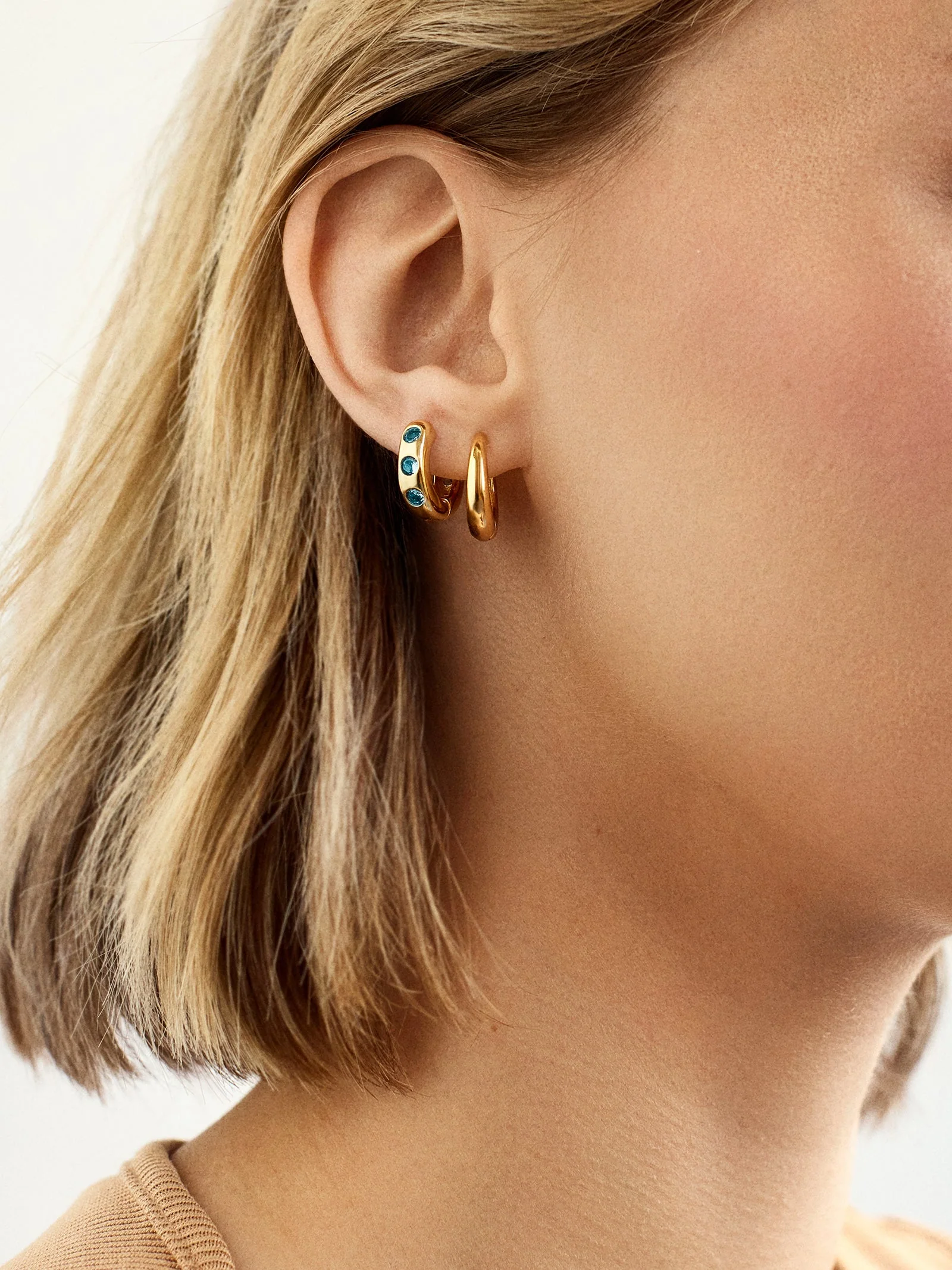 Sydney 18K Gold Plated Sterling Silver Birthstone Earrings - Rose