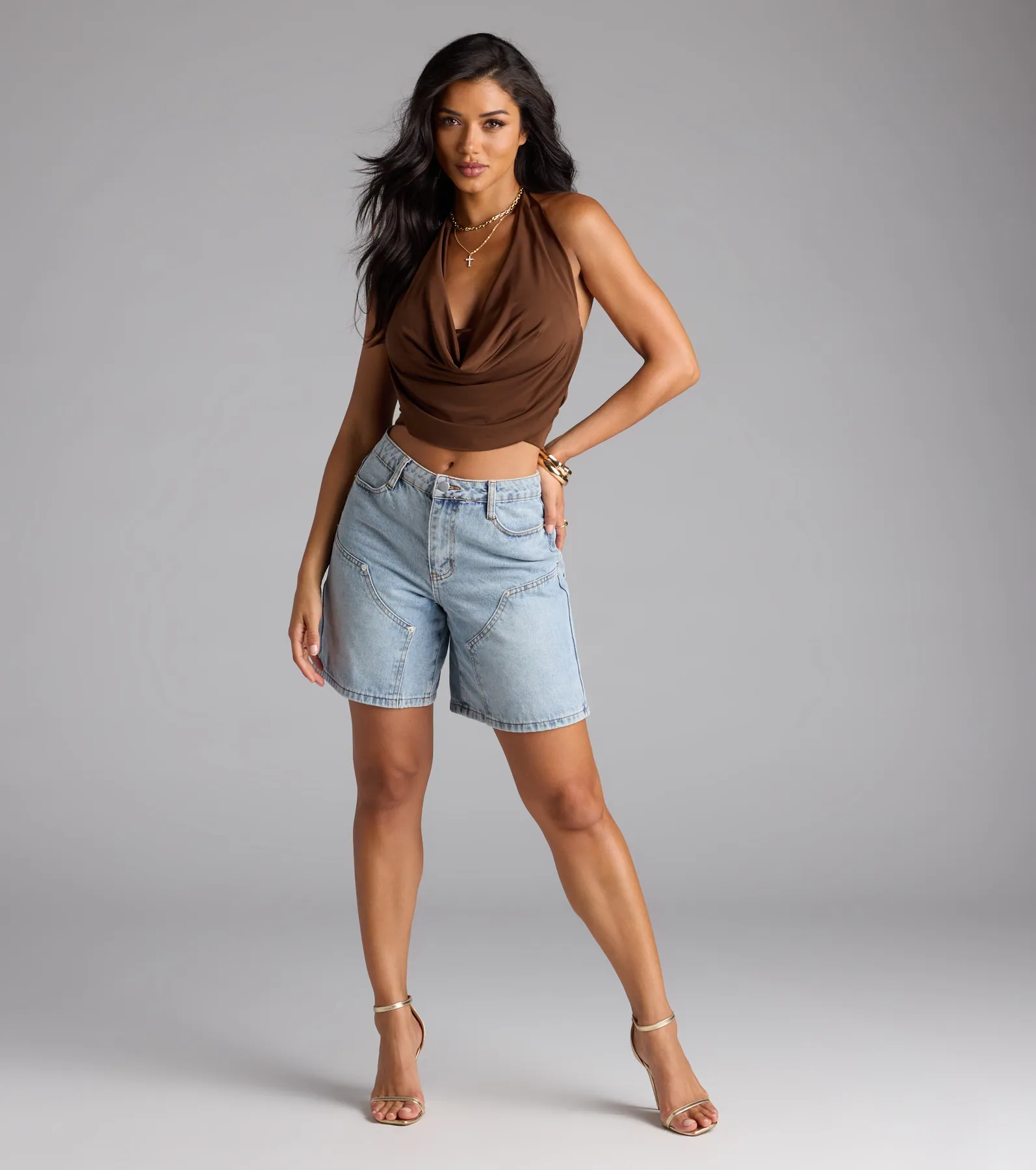 Take The Plunge Sleeveless Halter Crop Top - luluinthesky
