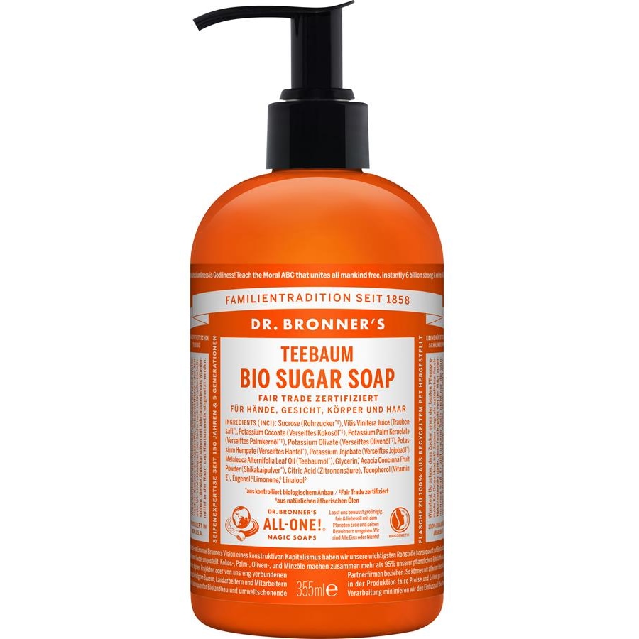 Dr. Bronner's Mydła w płynie Organiczne mydło cukrowe z drzewa herbacianego