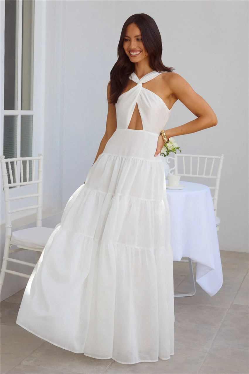 Shell Seekers Maxi Dress White - luluinthesky