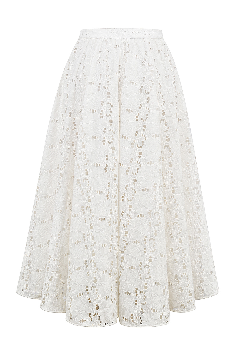 White Broderie Anglais Midi Skirt