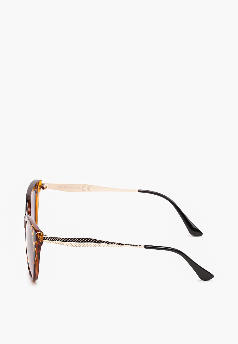 Brązowo-Beżowe Okulary Przeciwsłoneczne Cat Eye z Filtrem UV Jullea