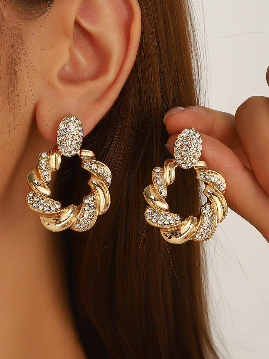 Geometric Rhine Stones Earrings Accessories