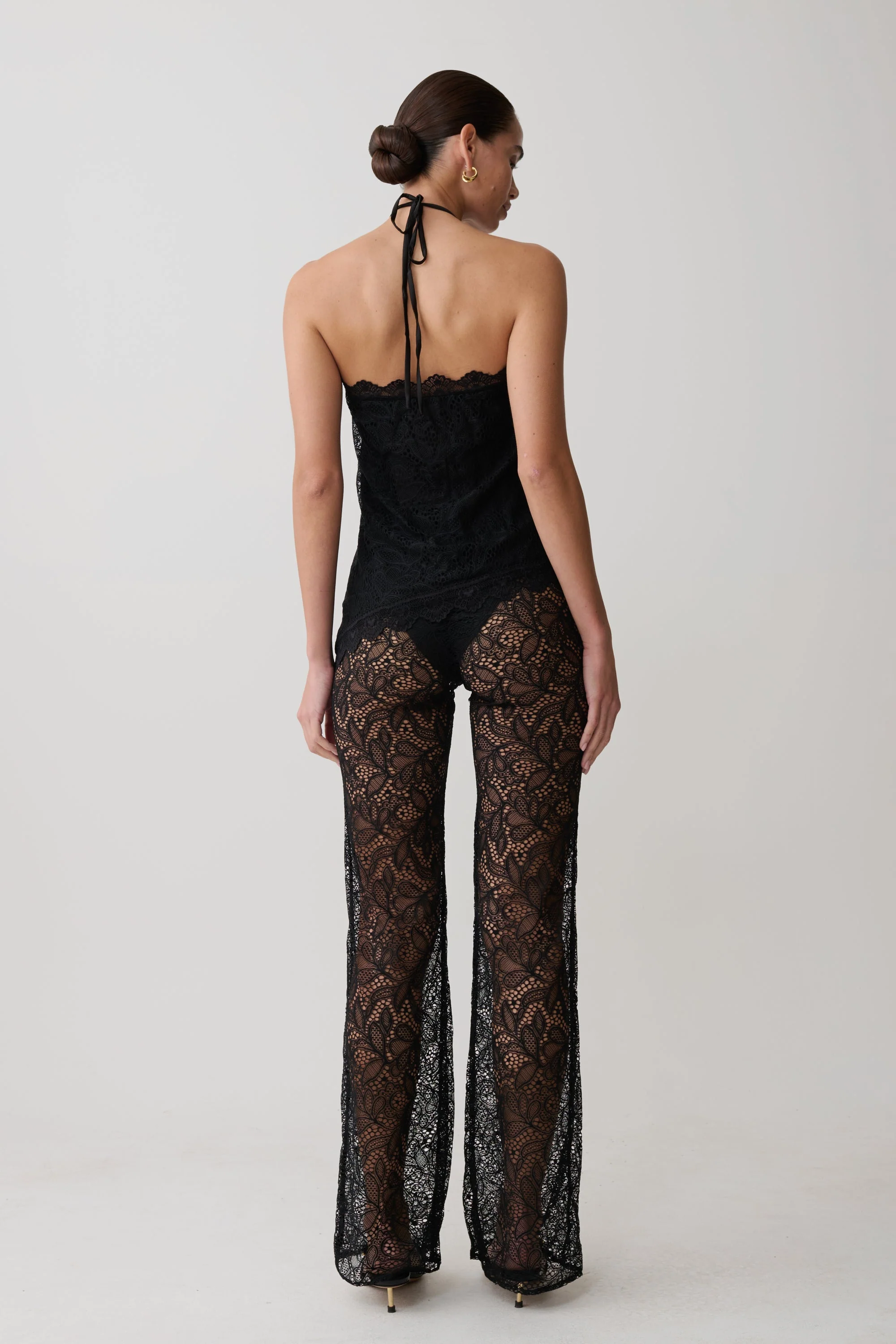 Theodosia Wide Leg Lace Pants - Black