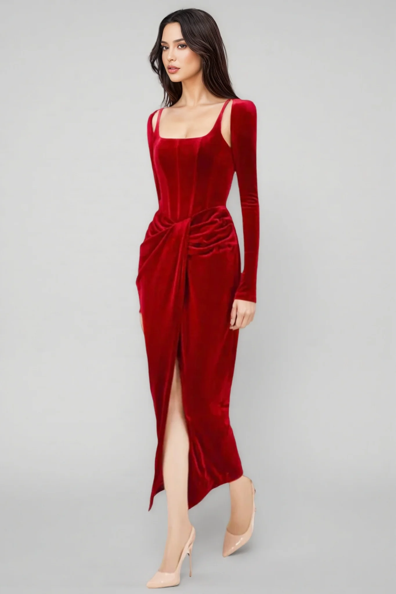 Bardou Pleated and Twisted Ultra Maxi Dress
