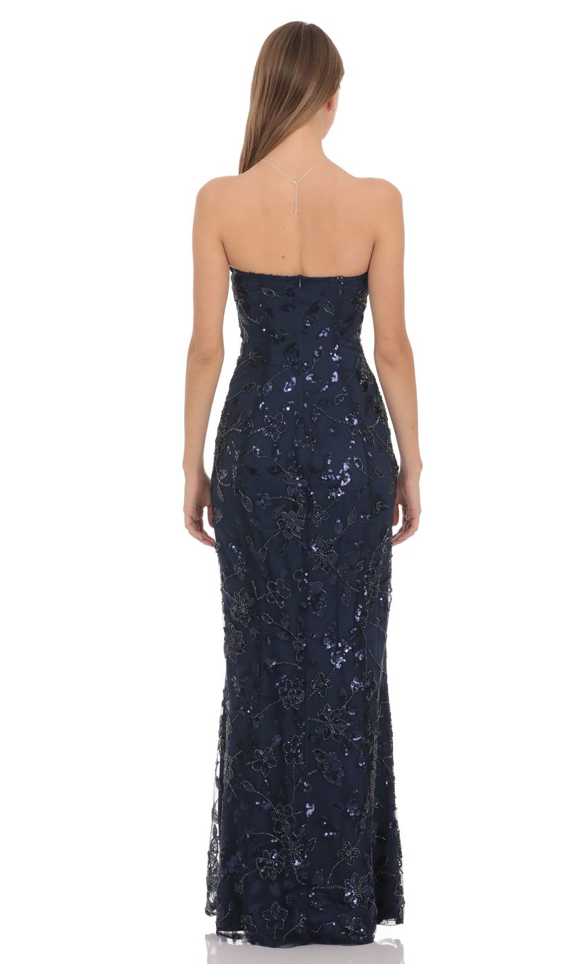 Masha Sequin Maxi Dress in Navy