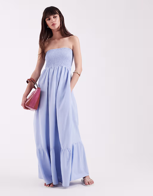 AWARE boho bandeau maxi dress in light blue