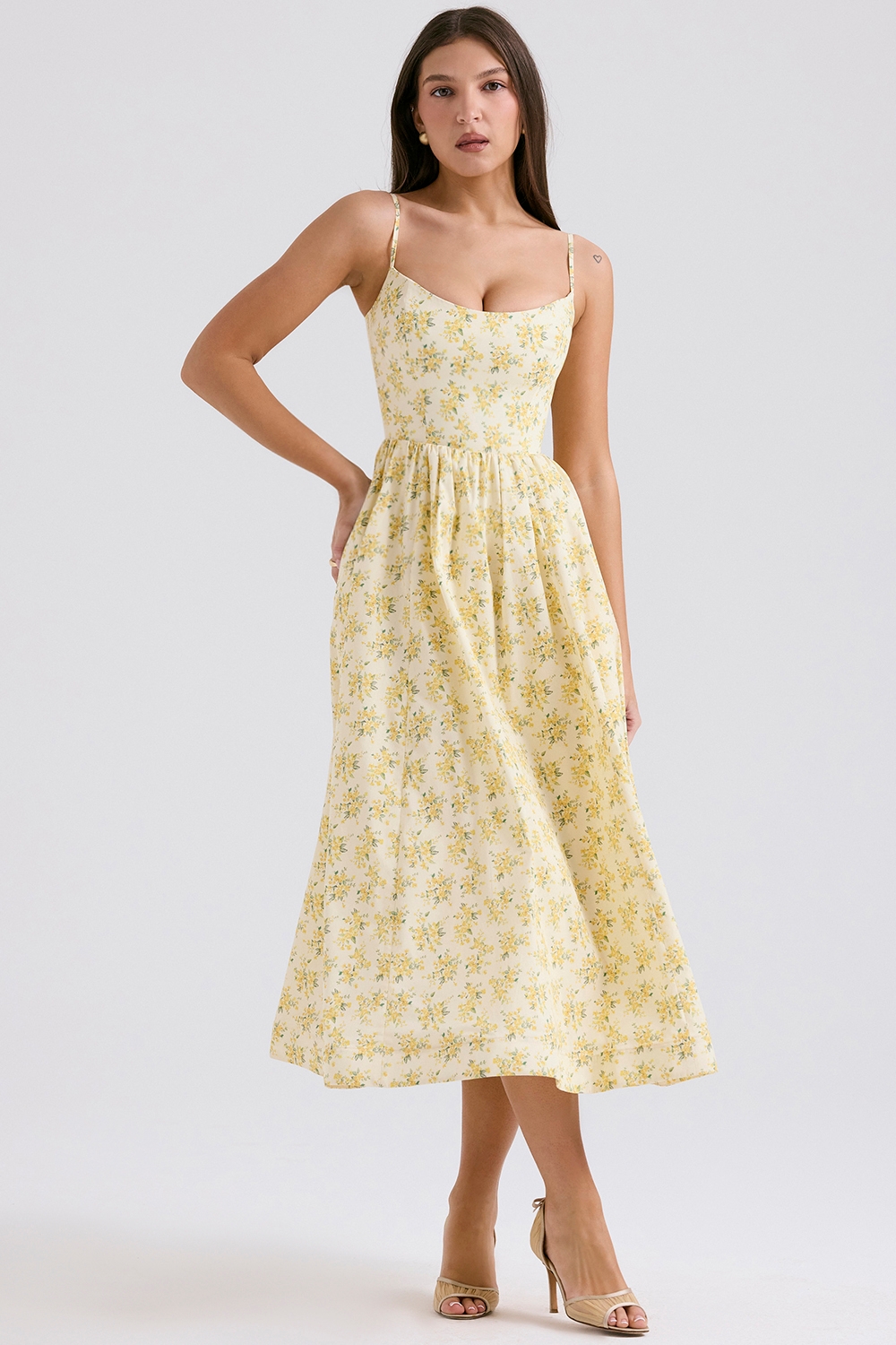 Buttercup Vintage Floral Print Cotton Corset Sundress