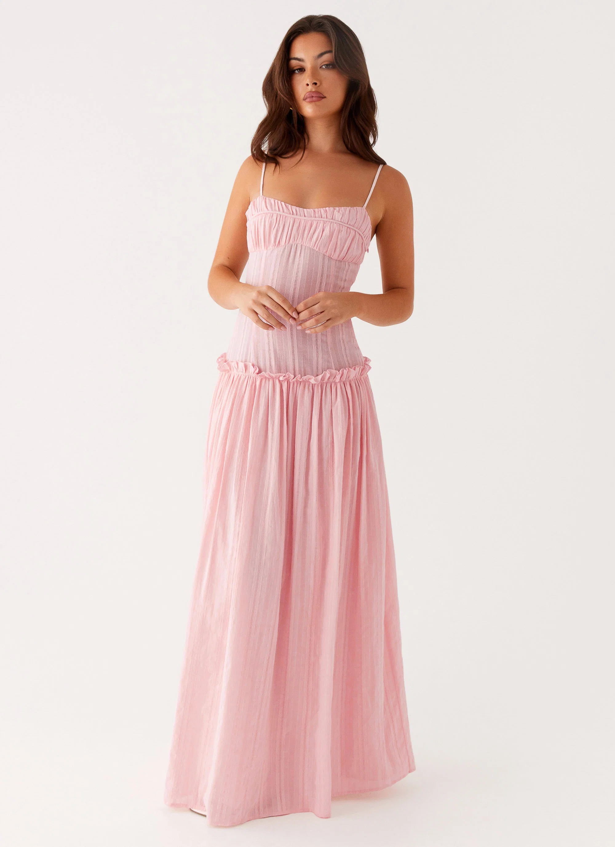 Jacinda Drop Waist Maxi Dress - Pink