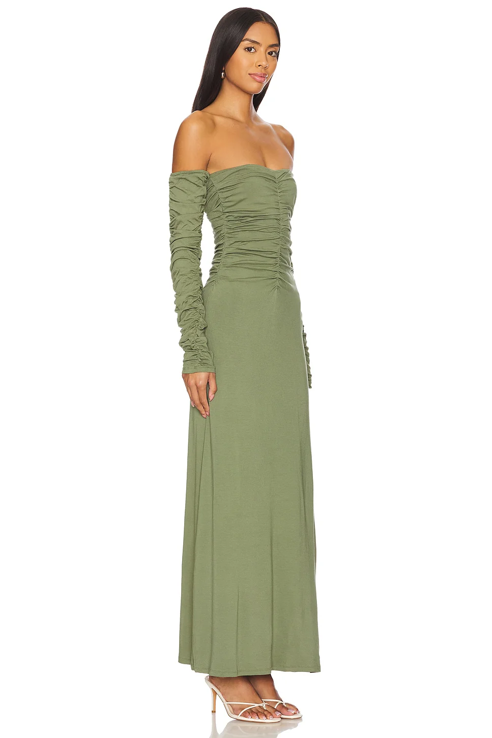 Ruched Long Sleeve Maxi Dress