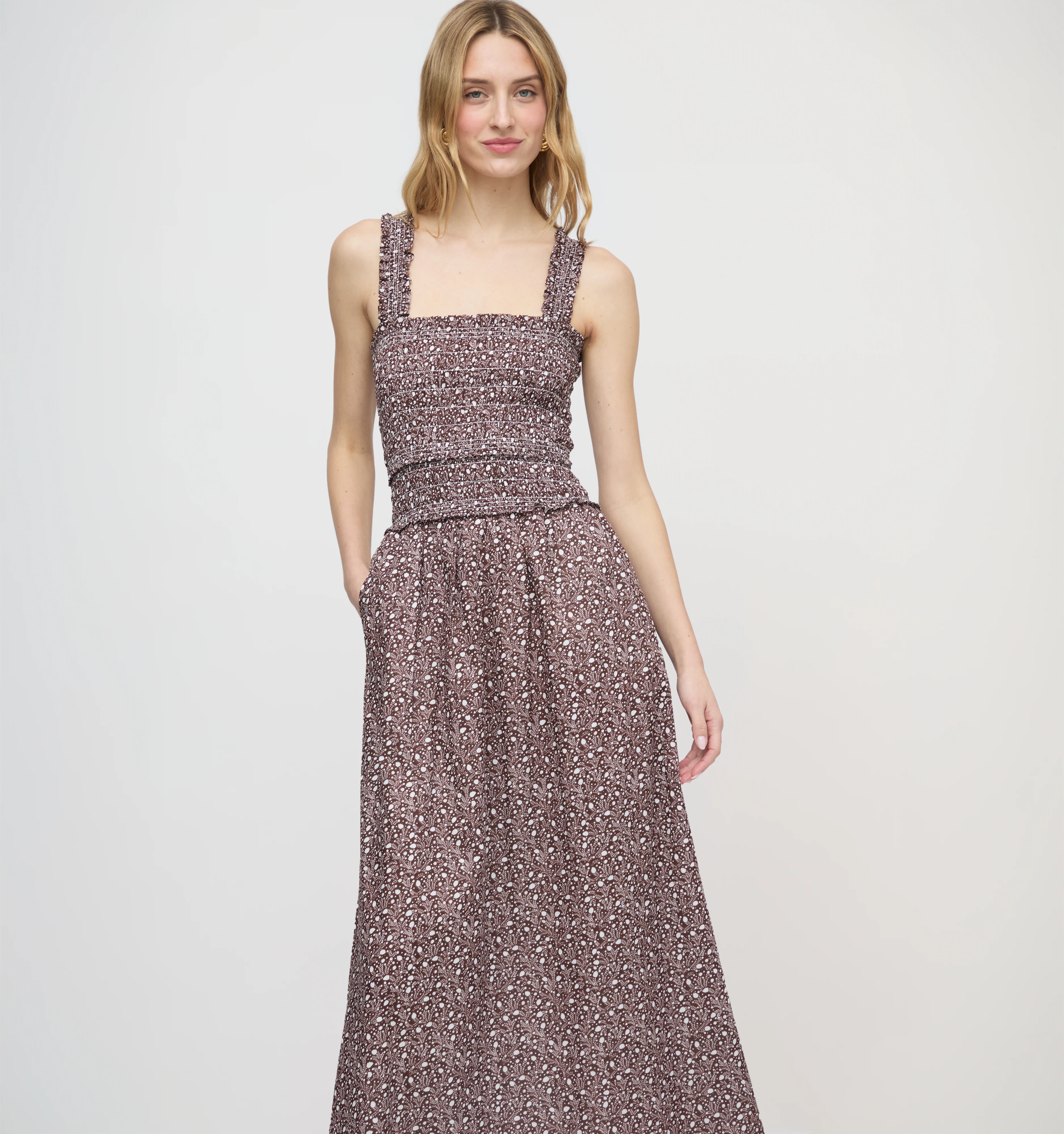 The Azalea Maxi Nap Dress - Chocolate Ditsy Thistle