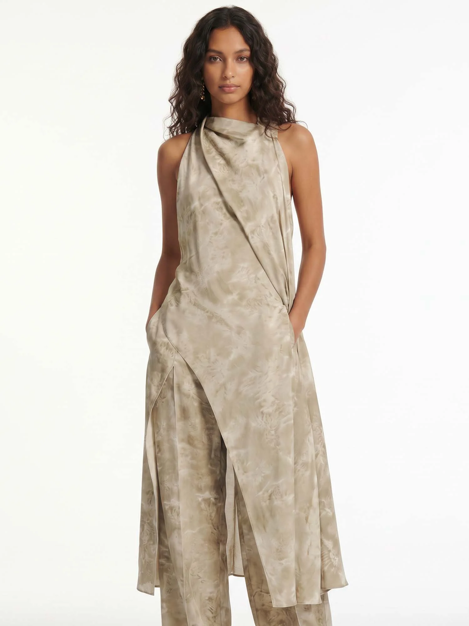 Draped Asymmetrical Halter Top