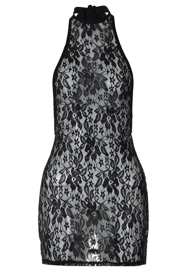 See Through Lace Mini Dress