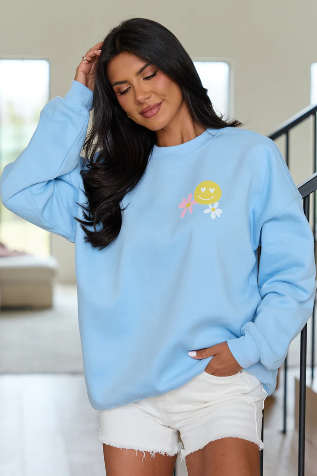 The Best That Could Happen Light Blue Graphic Sweatshirt
