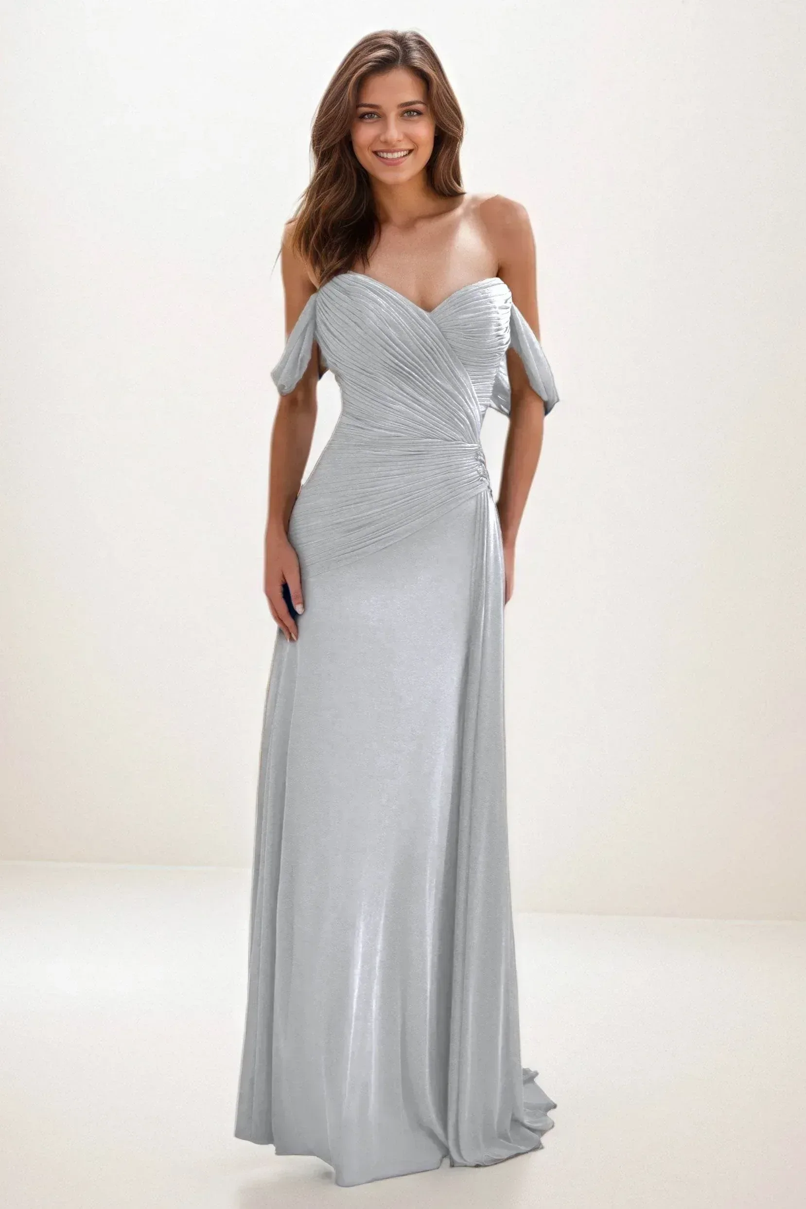 Sheath-Column Maxi Chiffon Wedding Guest Dress CG0288