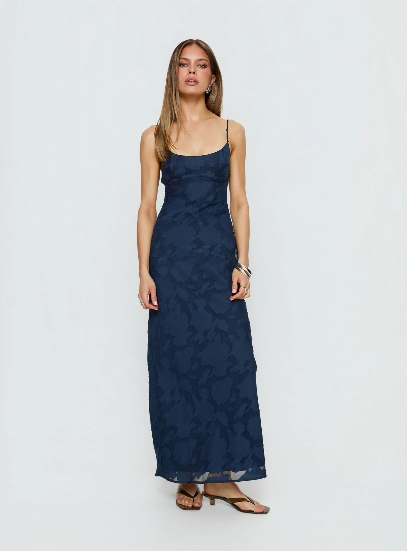 Ariadne Scoop Backless Maxi Dress Navy Burnout