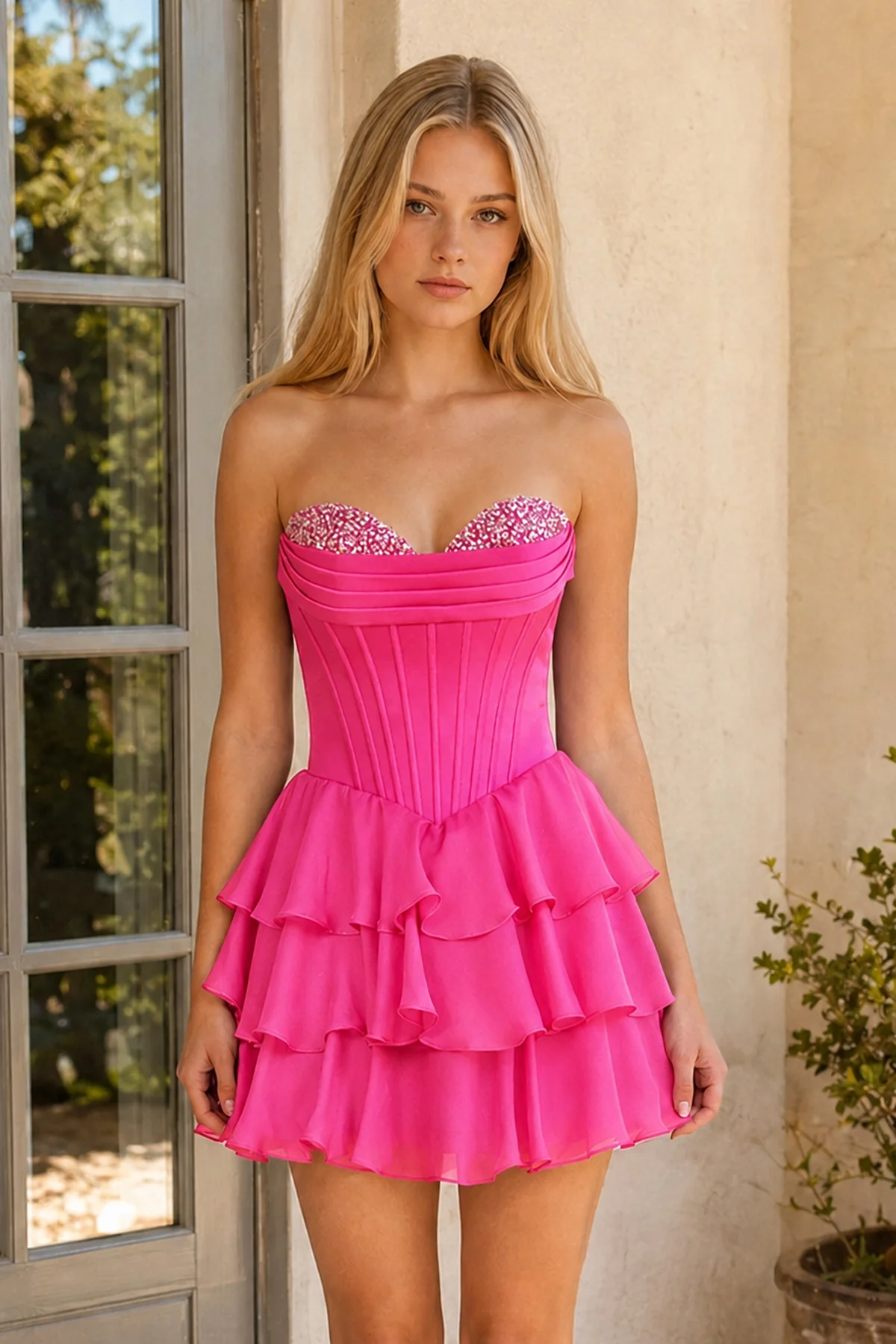 Royal Blue Strapless A Line Ruffles Homecoming Dress With Beading
