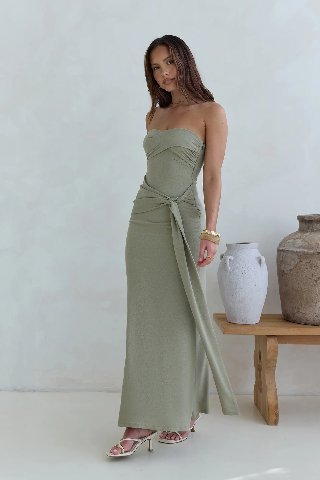 Follow You Strapless Maxi Dress Sage - luluinthesky
