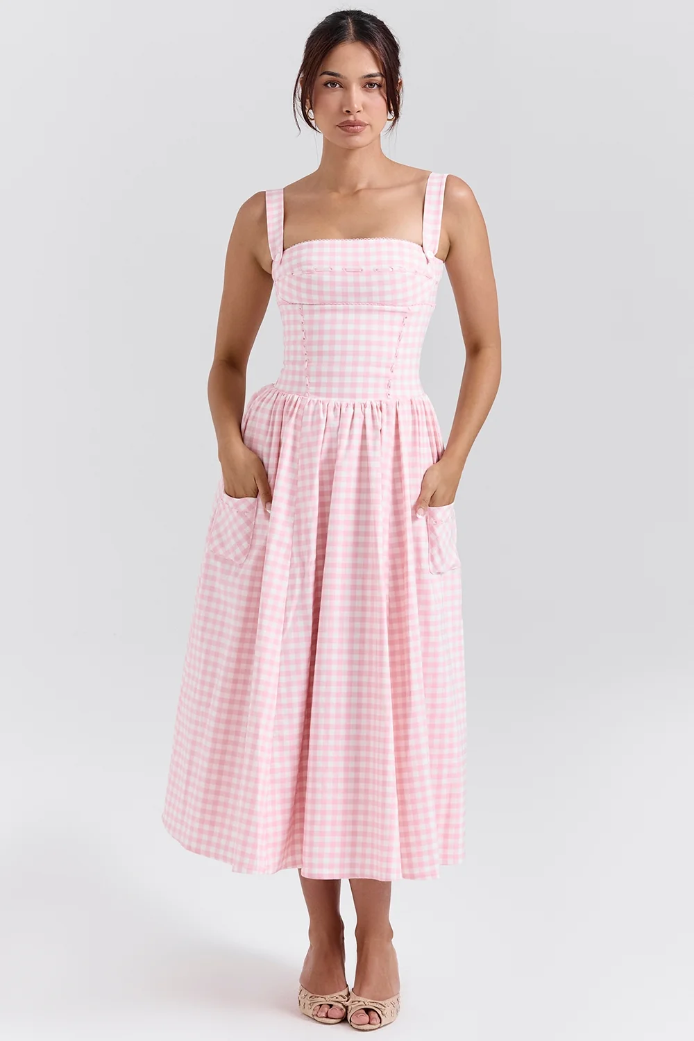 Strawberry Shortcake Gingham Midi Sundress