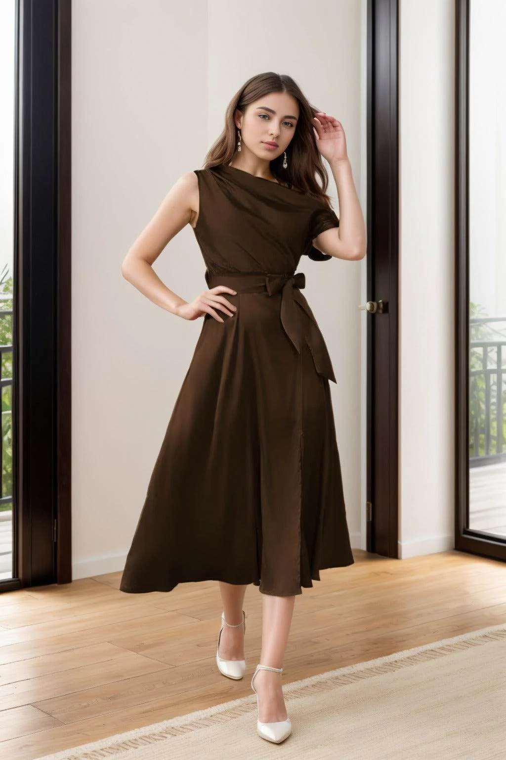 Sheath-Column Tea Length Silk-Like Graduation Dresses CS0540