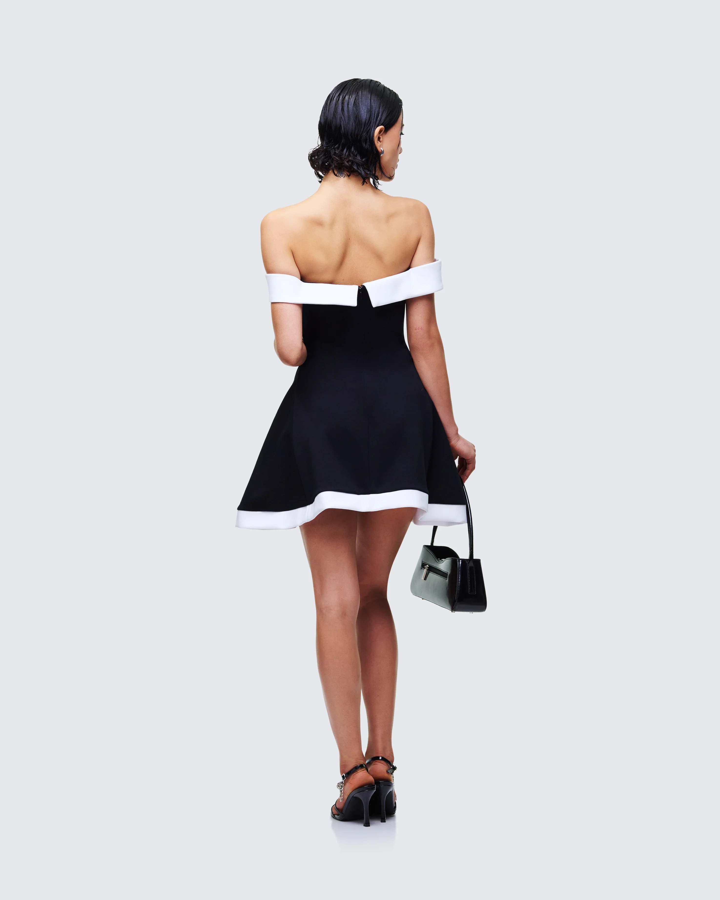 Auri Black Scuba Contrast Mini Dress