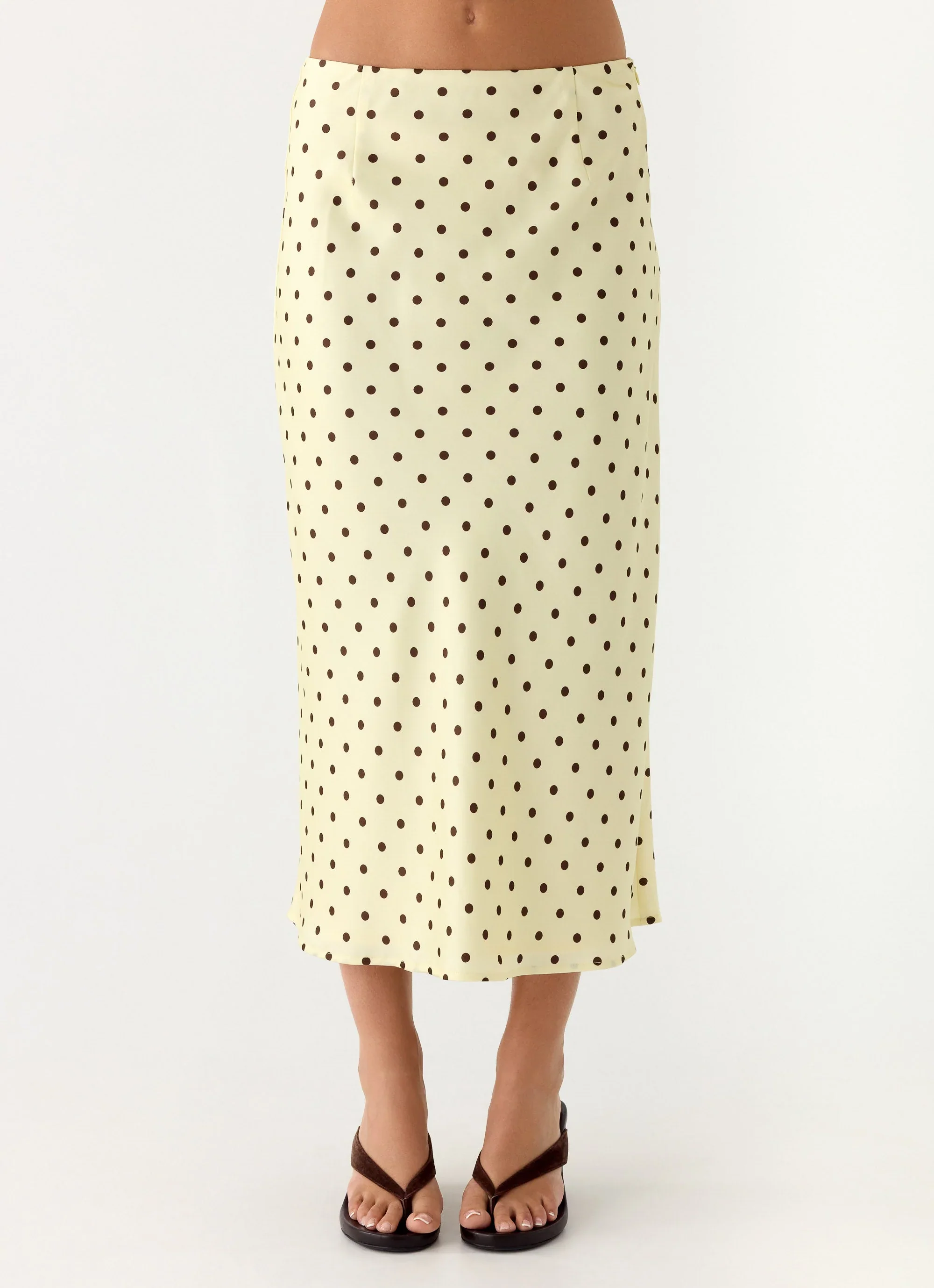Breanne Midi Skirt - Yellow Polka Dot