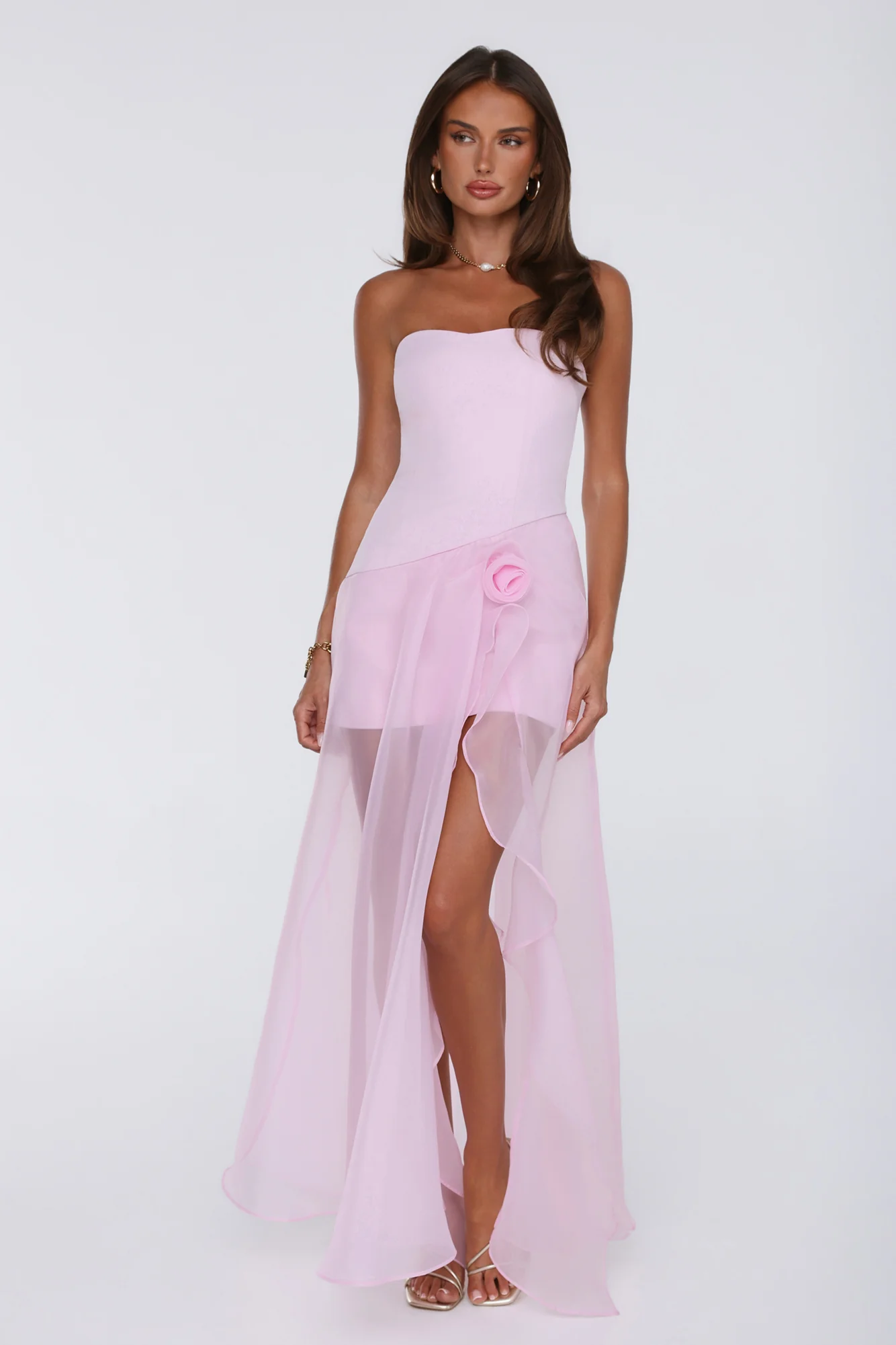 Romantic Everything Strapless Maxi Dress Pink