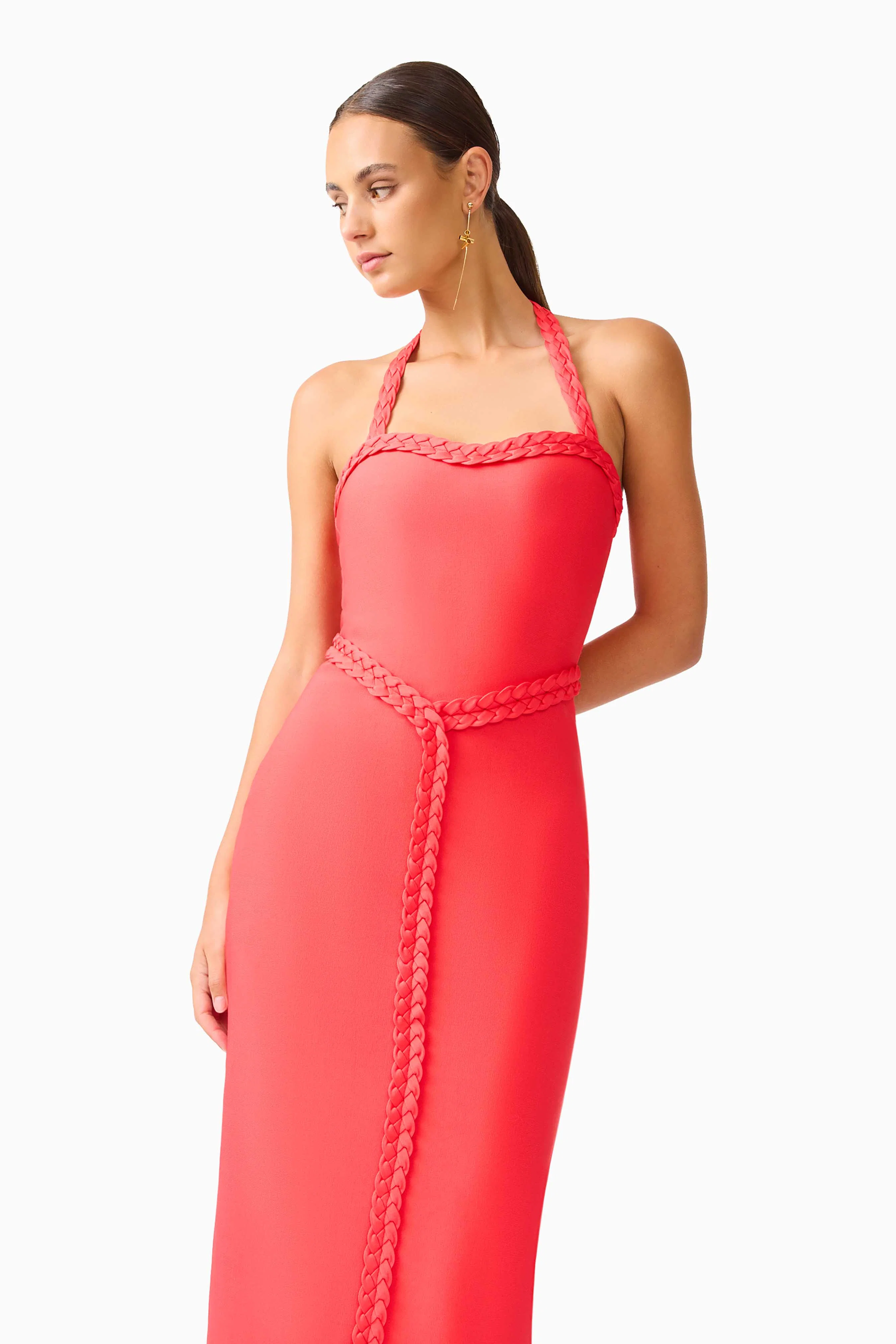 Coralene Halter Gown in Red