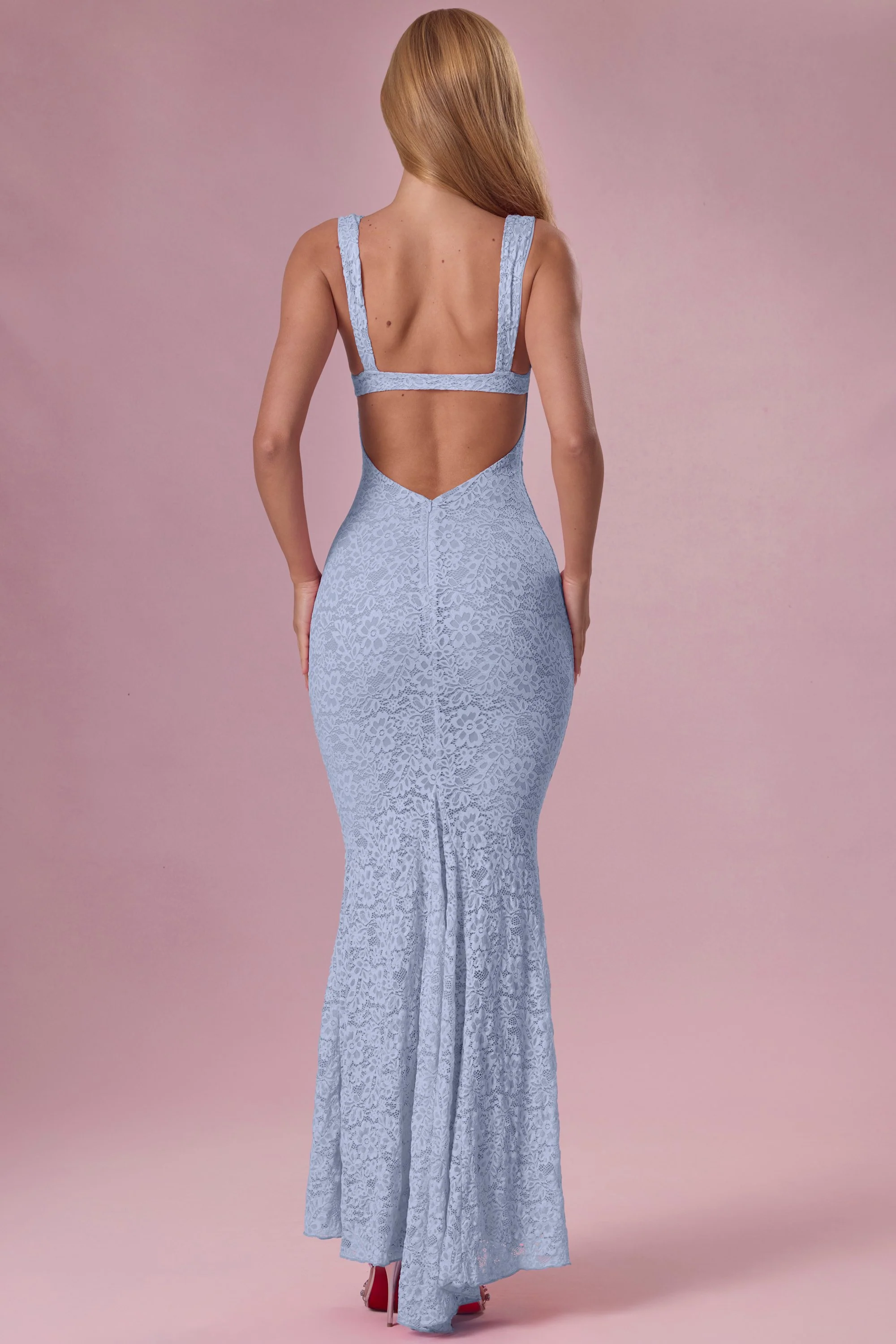 Lace Sweetheart-Neck Gown in Sky Blue